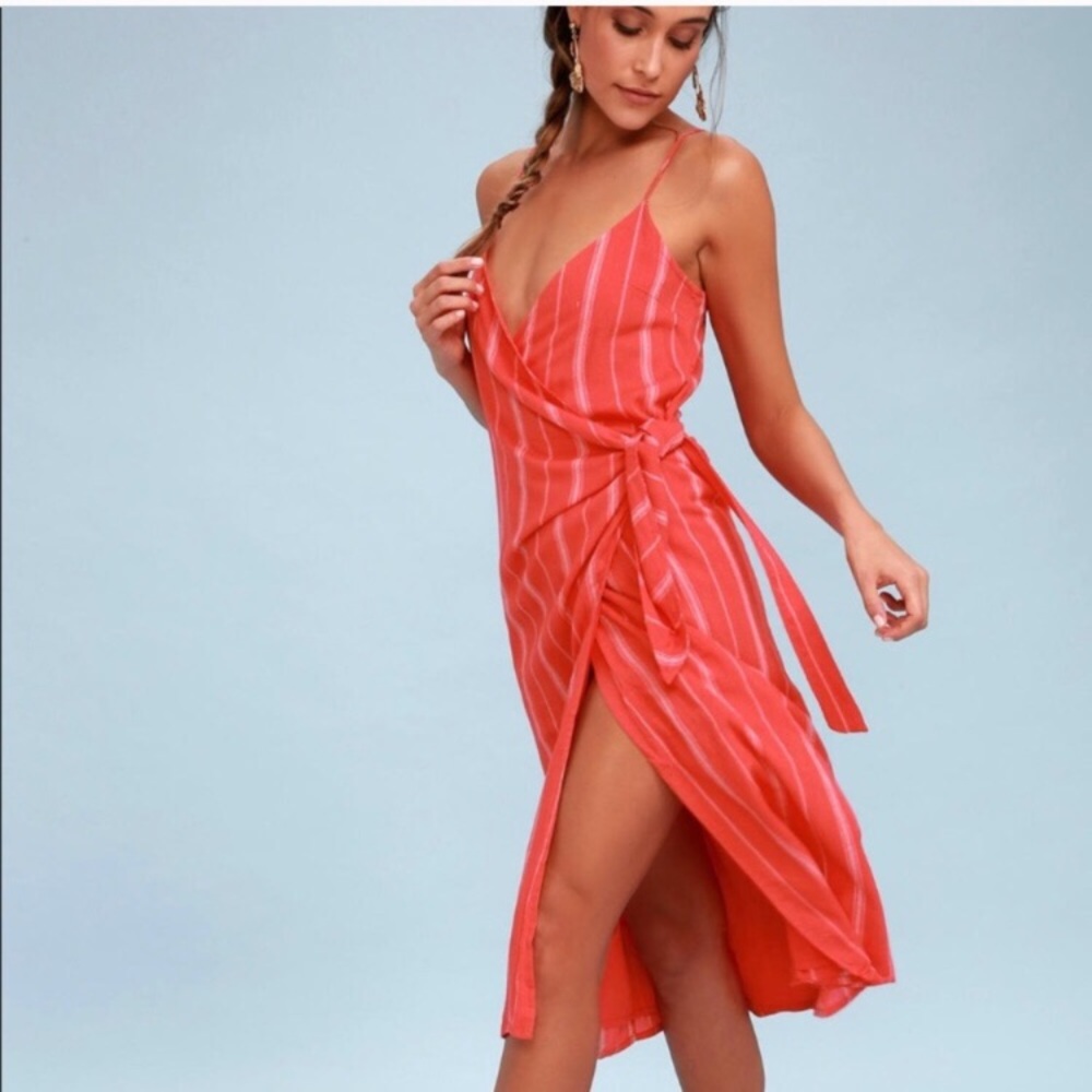 AMUSESOCIETY Midi Wrap Dress